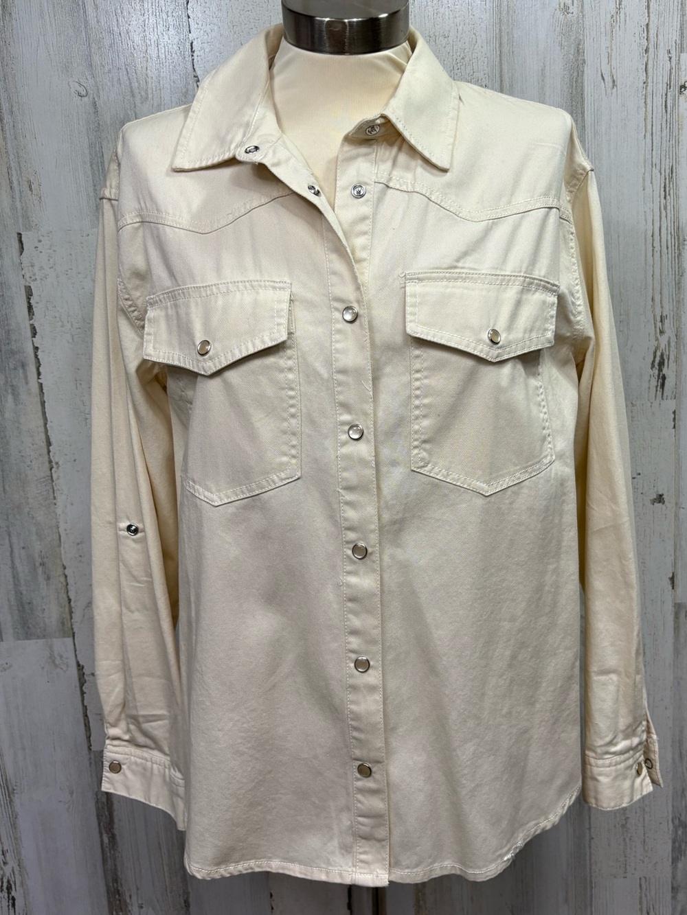 Jane and Delancey Cream Snap-Front Western Shirt